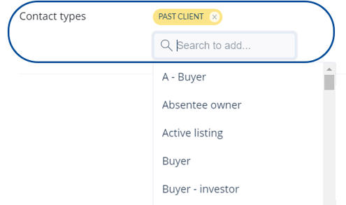 Use contact types to organize your real estate database