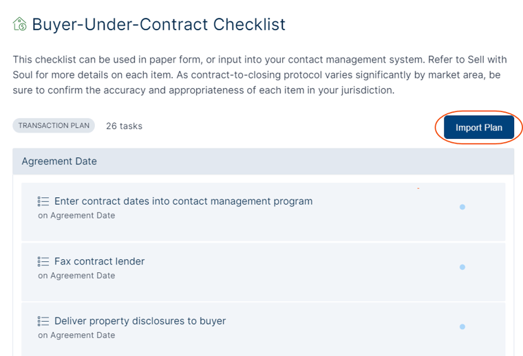 Task Plans help manage the tasks involved with real estate transaction management