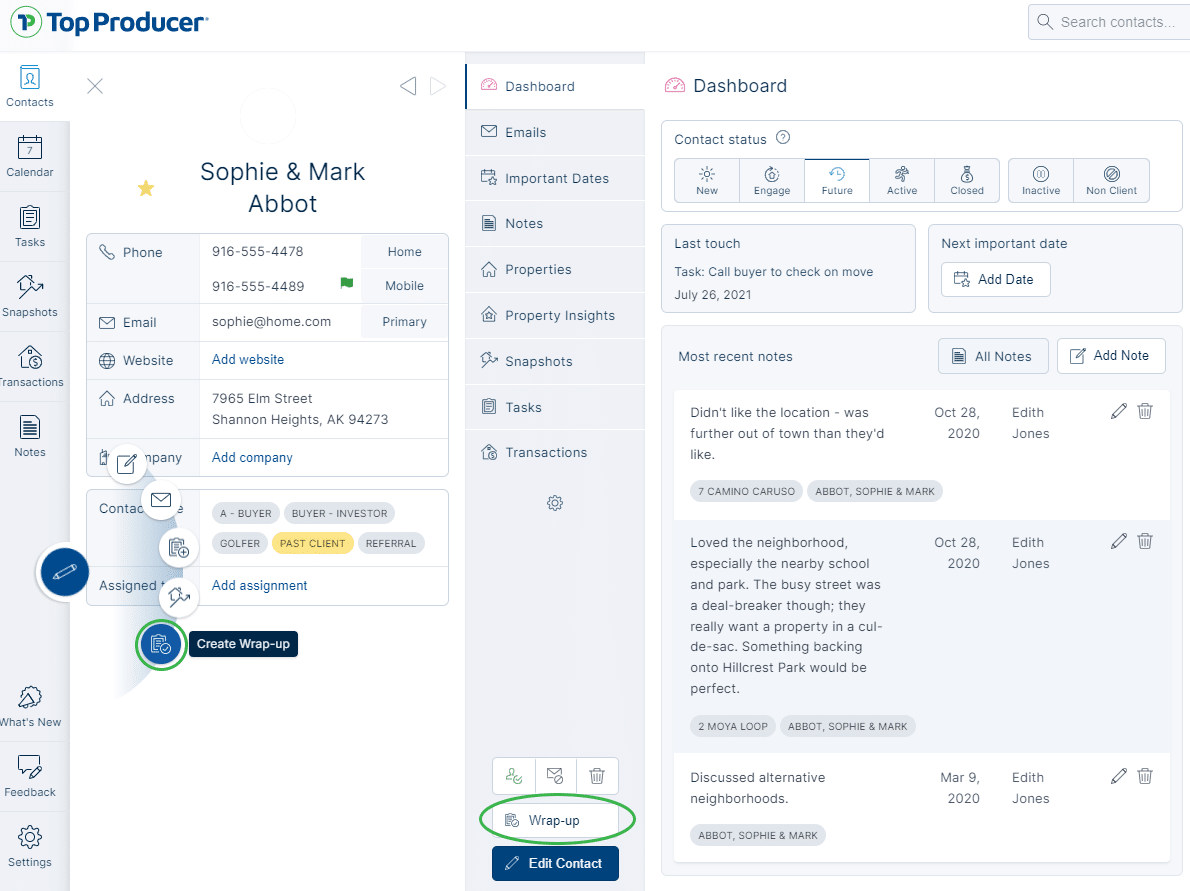 Wrap-up button added to Compose wheel and Contact Details